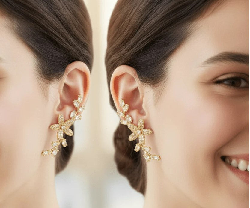 ✨ Floral Crystal Vine Earrings