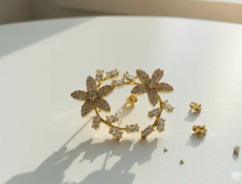 ✨ Floral Crystal Vine Earrings