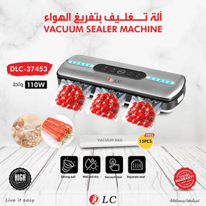 🌟 DLC – Automatic Vacuum Sealer Machine (110W) | Wet & Dry Food Preservation System with 15 Free Vacuum Bags.