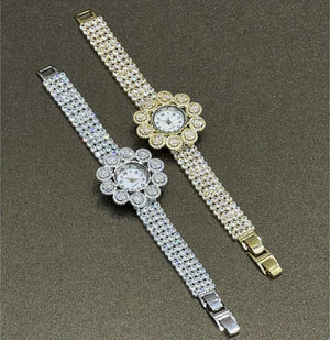 ✨ Floral Bloom Diamond Bracelet Watch for Women